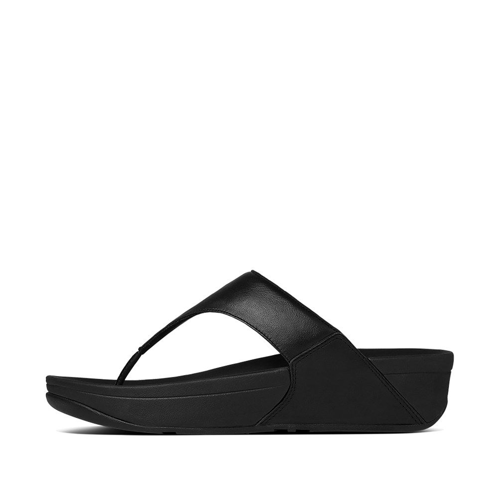 Fitflop Womens Sandals Black - Lulu Leather Toe-post - ND5639408